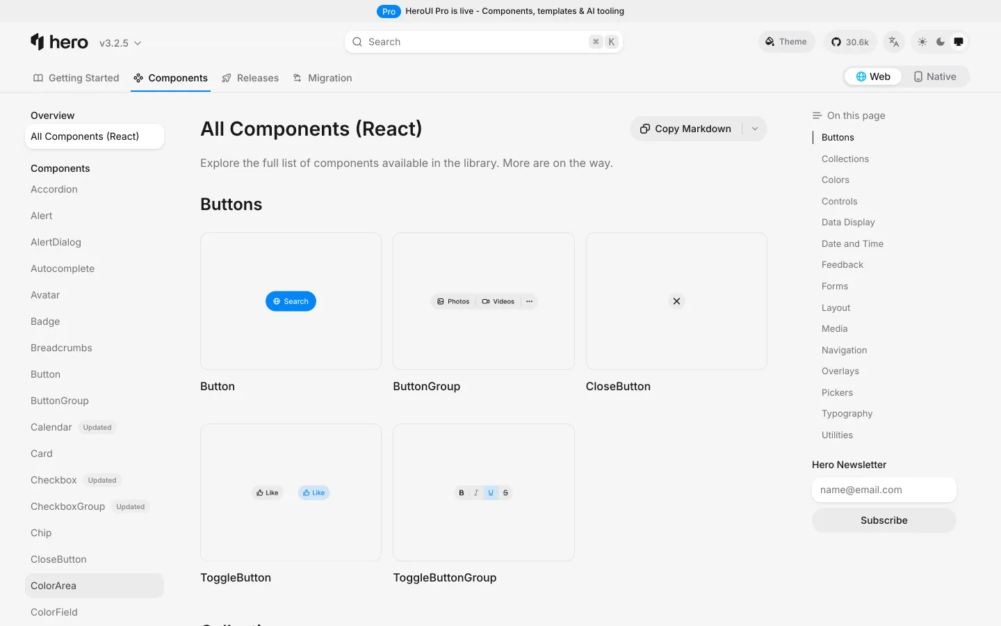 All Components (React) em 11/09/2026. Explore the full list of components available in the library. Selo 30.6k. v3.2.5.