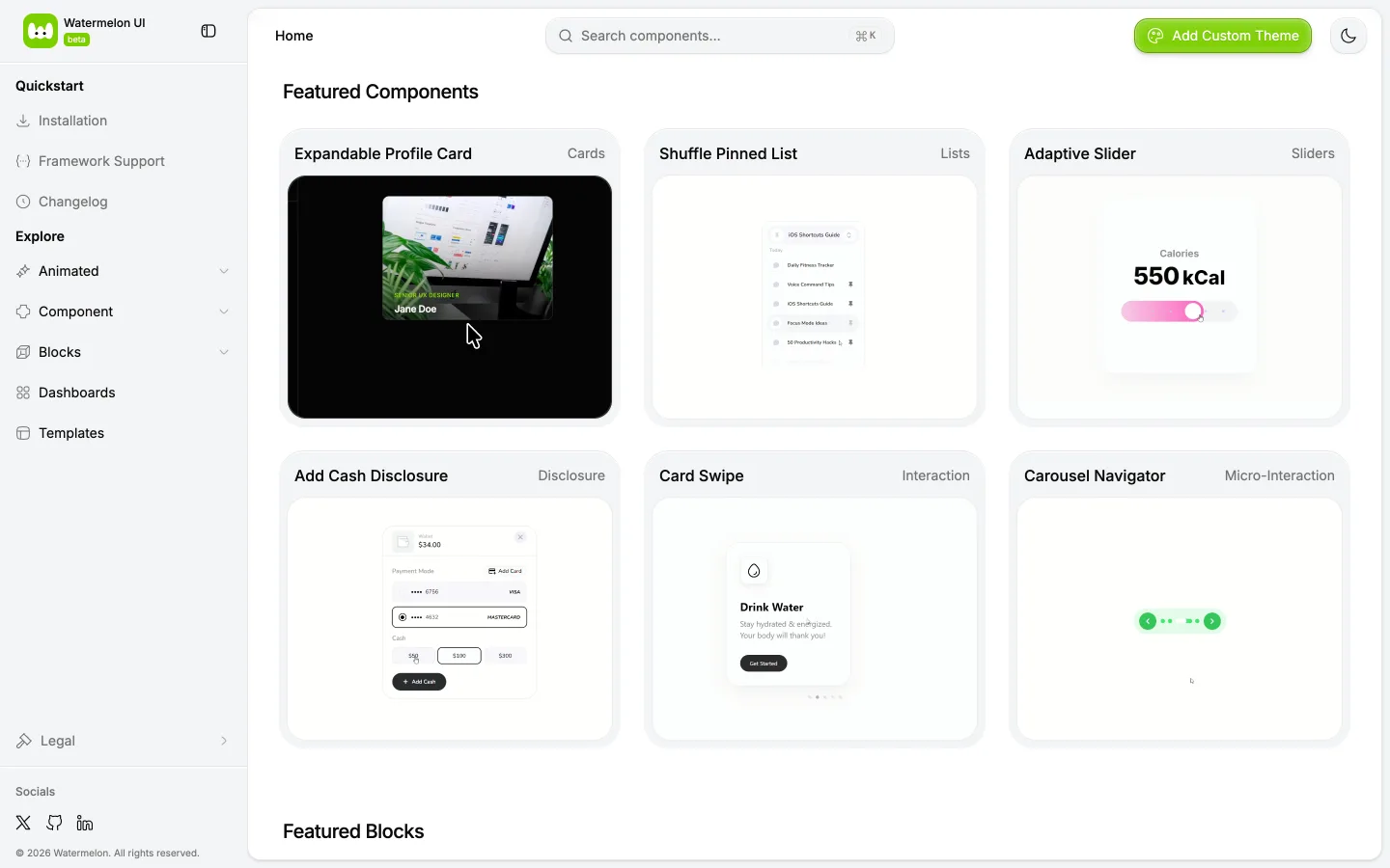 A home do Watermelon UI